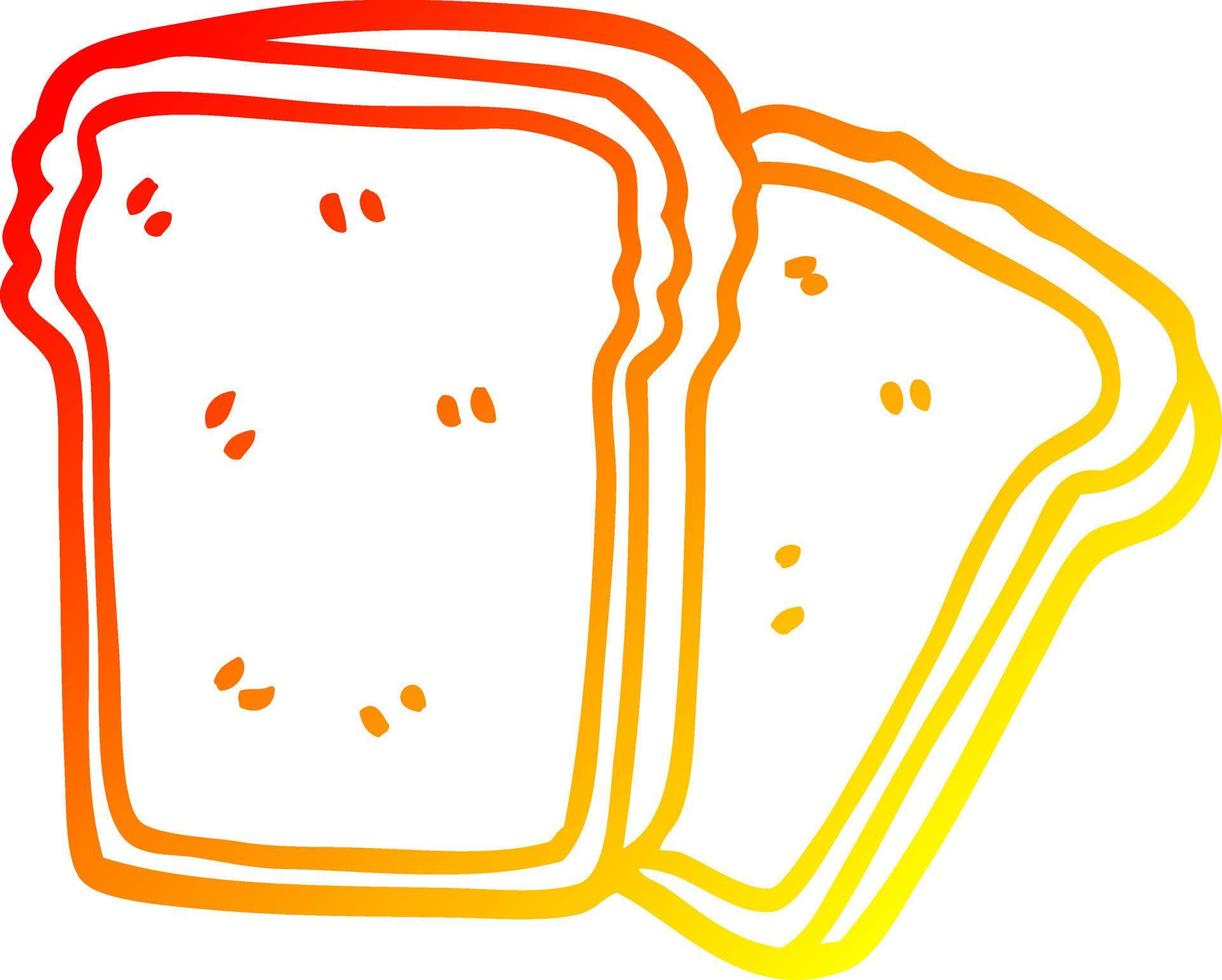 warm gradient line drawing cartoon slices of bread vector
