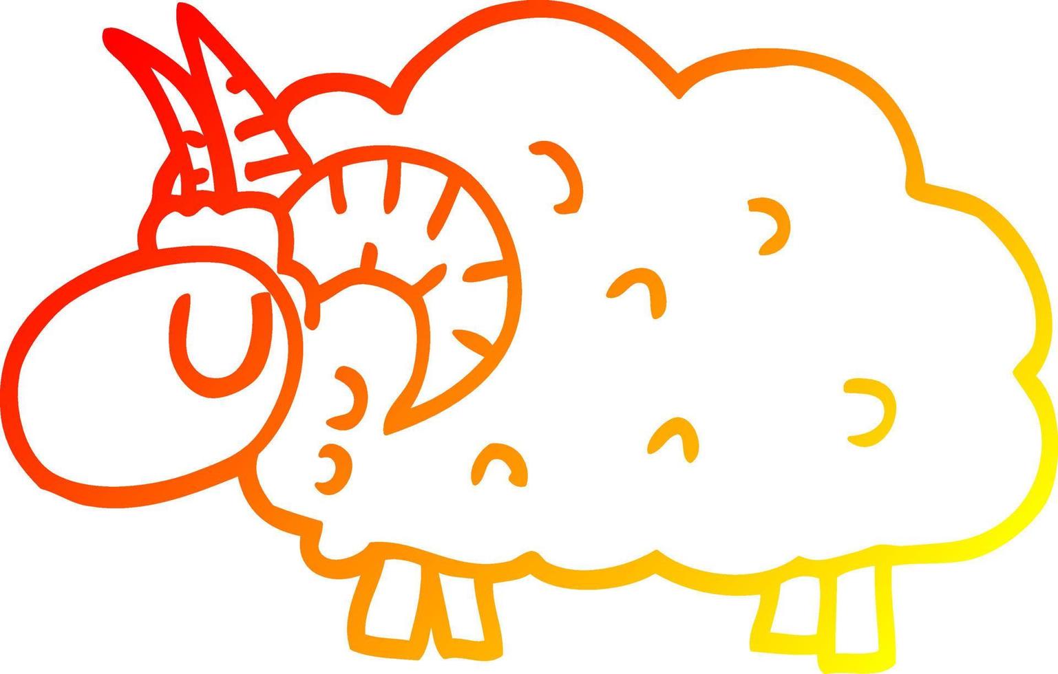 warm gradient line drawing cartoon black sheep vector