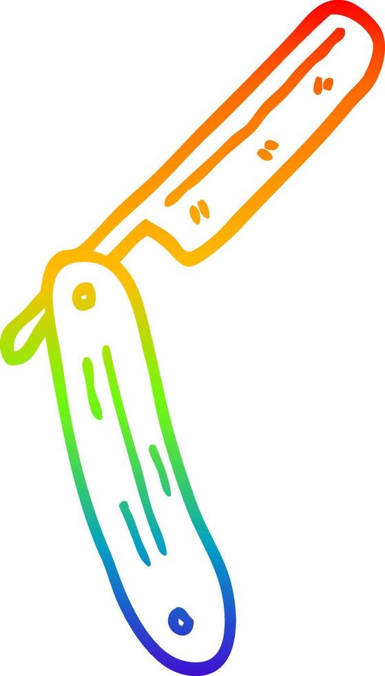 rainbow gradient line drawing cartoon old style razor vector