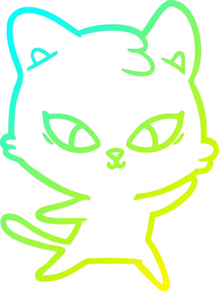 cold gradient line drawing cute cartoon cat vector