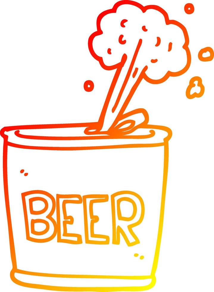 lata de cerveza de dibujos animados de dibujo lineal de gradiente cálido vector