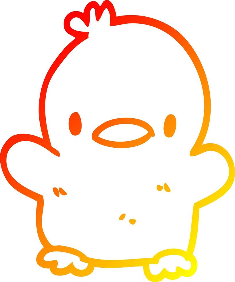 warm gradient line drawing cute cartoon chick vector