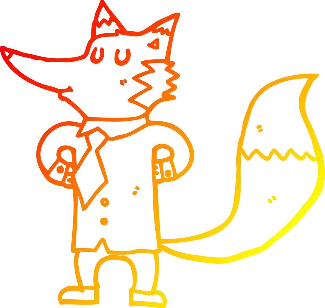 cálido gradiente línea dibujo dibujos animados fox empresario vector