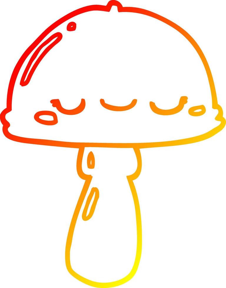 warm gradient line drawing cartoon mushroom vector