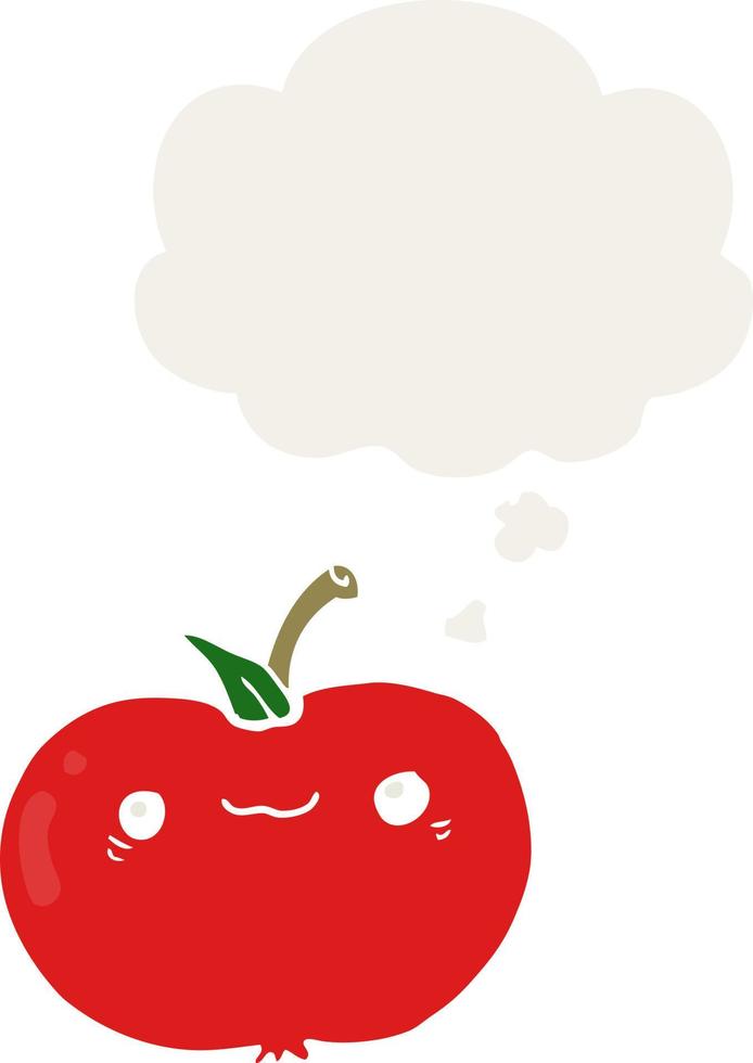 cartoon apple and thought bubble in retro style vector