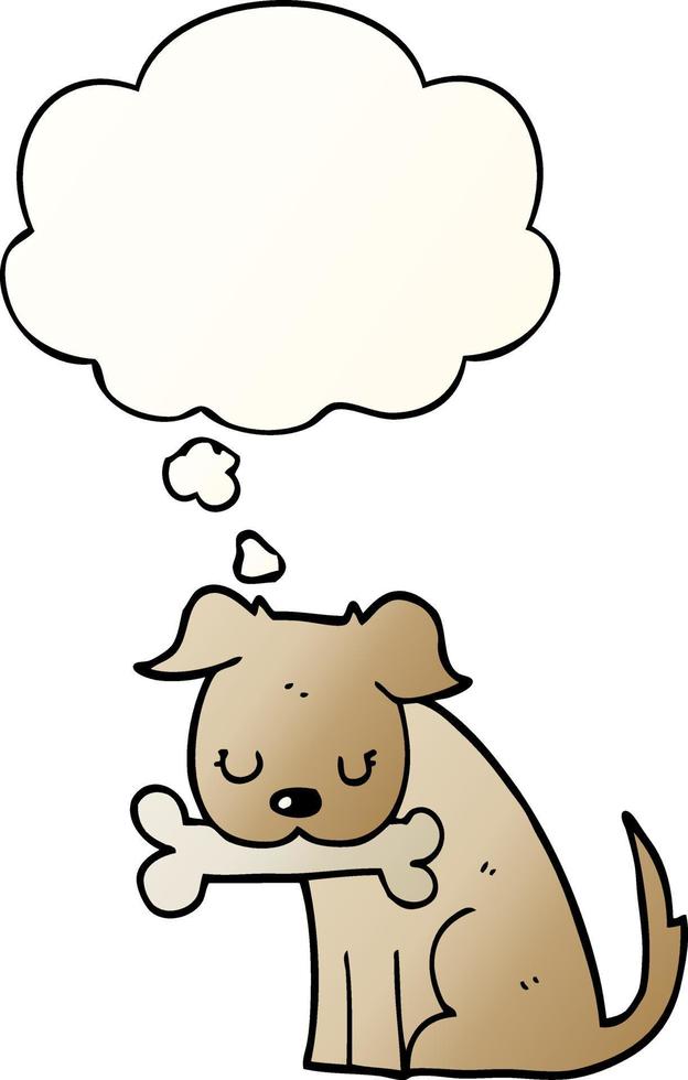 cartoon dog and thought bubble in smooth gradient style vector