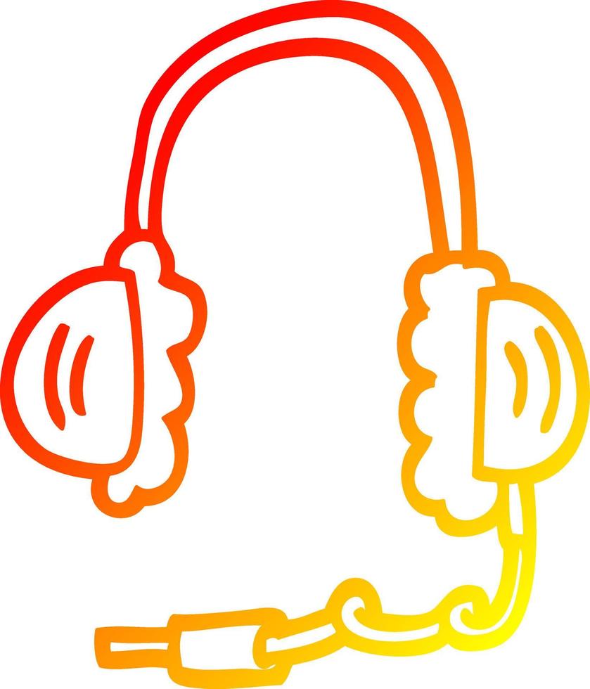 warm gradient line drawing cartoon ear phones vector