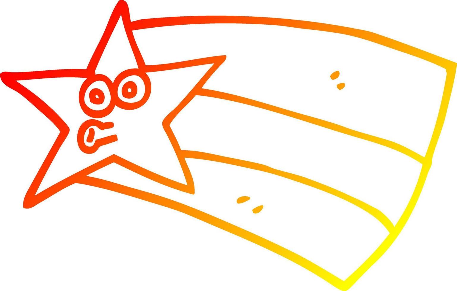 warm gradient line drawing cartoon shooting star vector