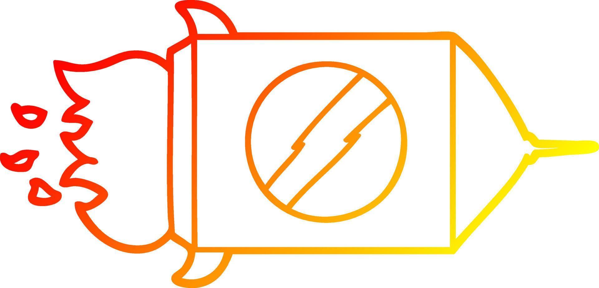 warm gradient line drawing cartoon space rocket vector