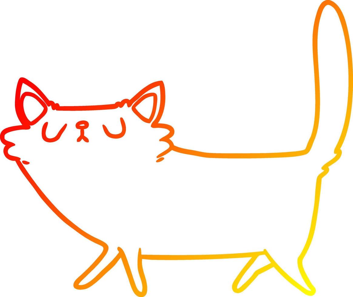 warm gradient line drawing cartoon black cat vector