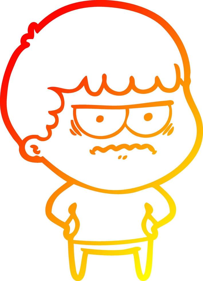 warm gradient line drawing cartoon annoyed man vector