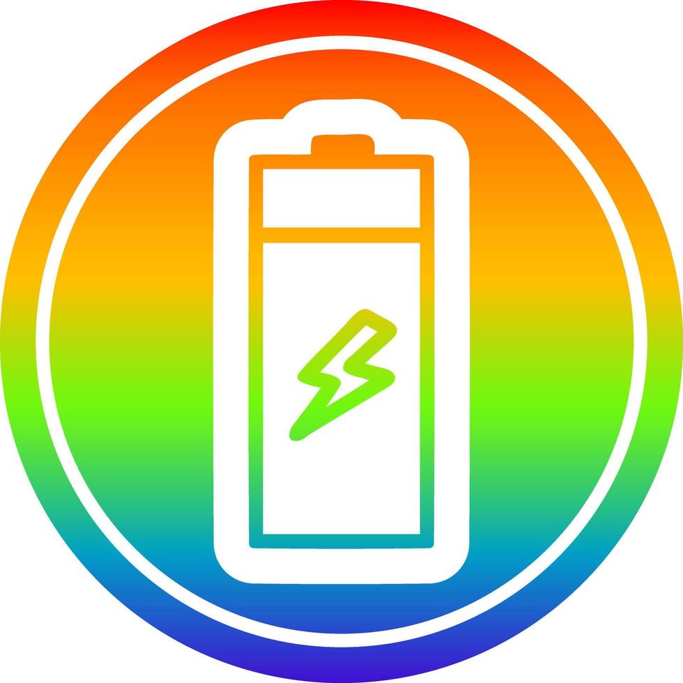 battery circular in rainbow spectrum vector