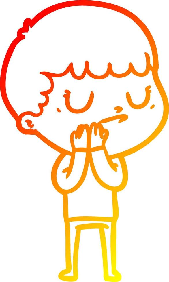 warm gradient line drawing cartoon grumpy boy vector