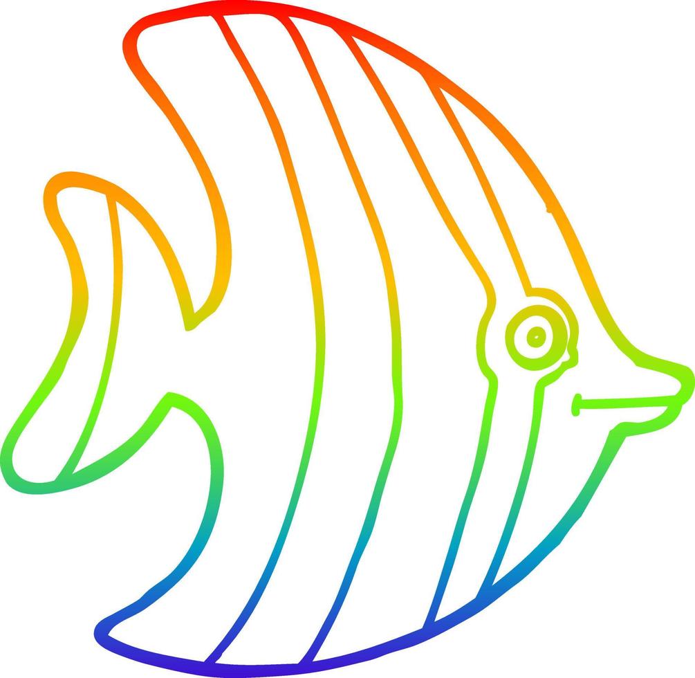 rainbow gradient line drawing cartoon angel fish vector