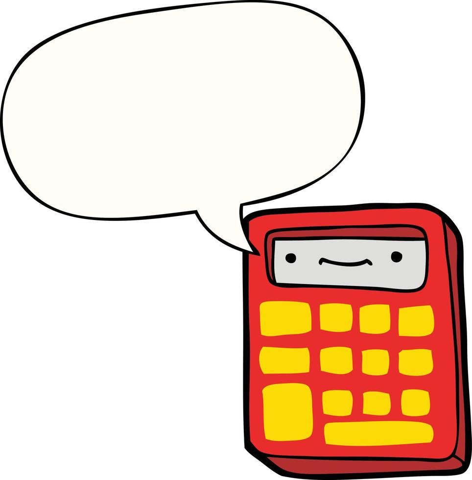 cartoon calculator and speech bubble vector