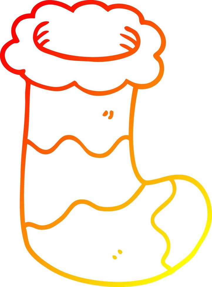 warm gradient line drawing cartoon christmas stocking vector