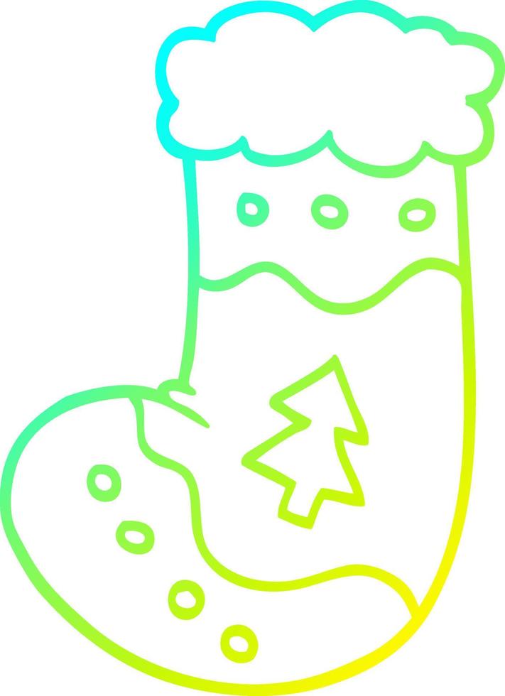 cold gradient line drawing cartoon christmas stocking vector