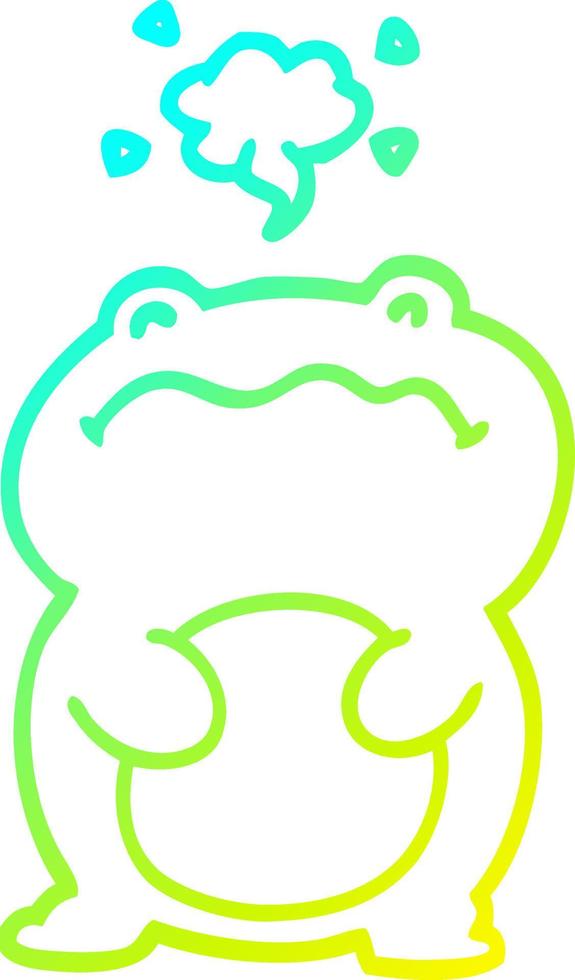 cold gradient line drawing funny cartoon frog vector