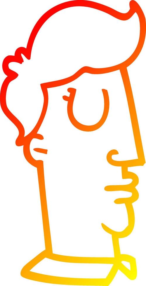 línea de gradiente caliente dibujo cabeza humana de dibujos animados vector