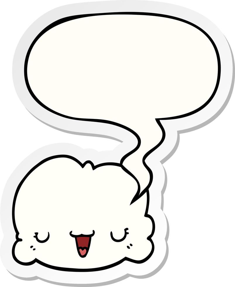 cute cartoon cloud and speech bubble sticker vector