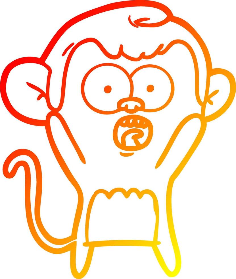 warm gradient line drawing cartoon shocked monkey vector