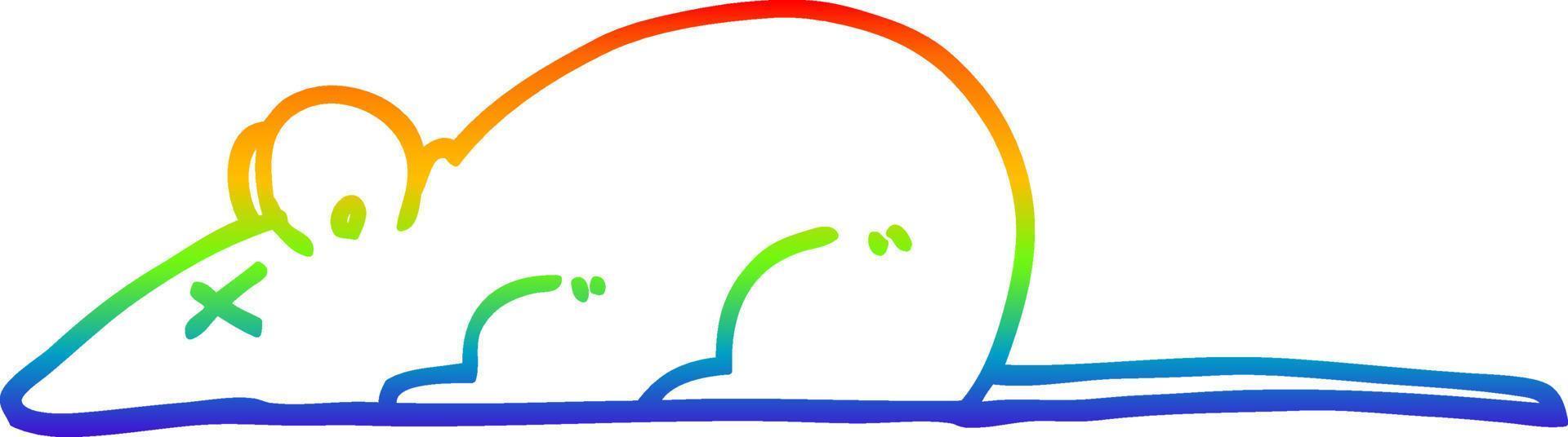 rainbow gradient line drawing cartoon dead rat vector