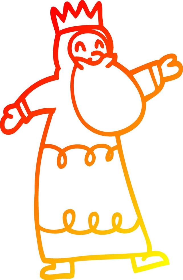warm gradient line drawing cartoon wise king vector