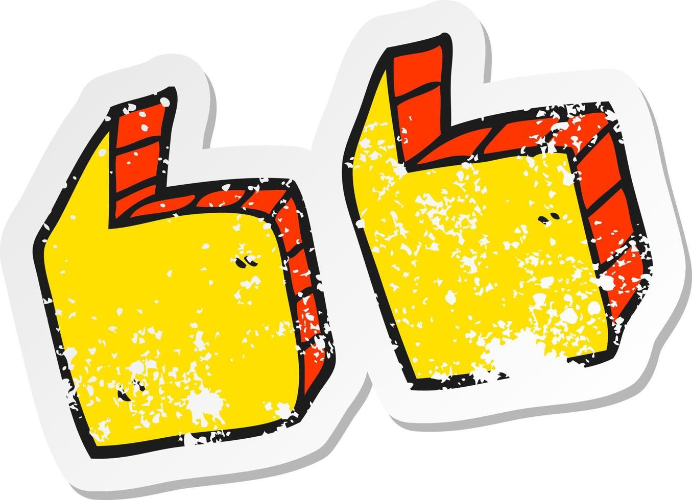 retro distressed sticker of a cartoon quotation marks vector