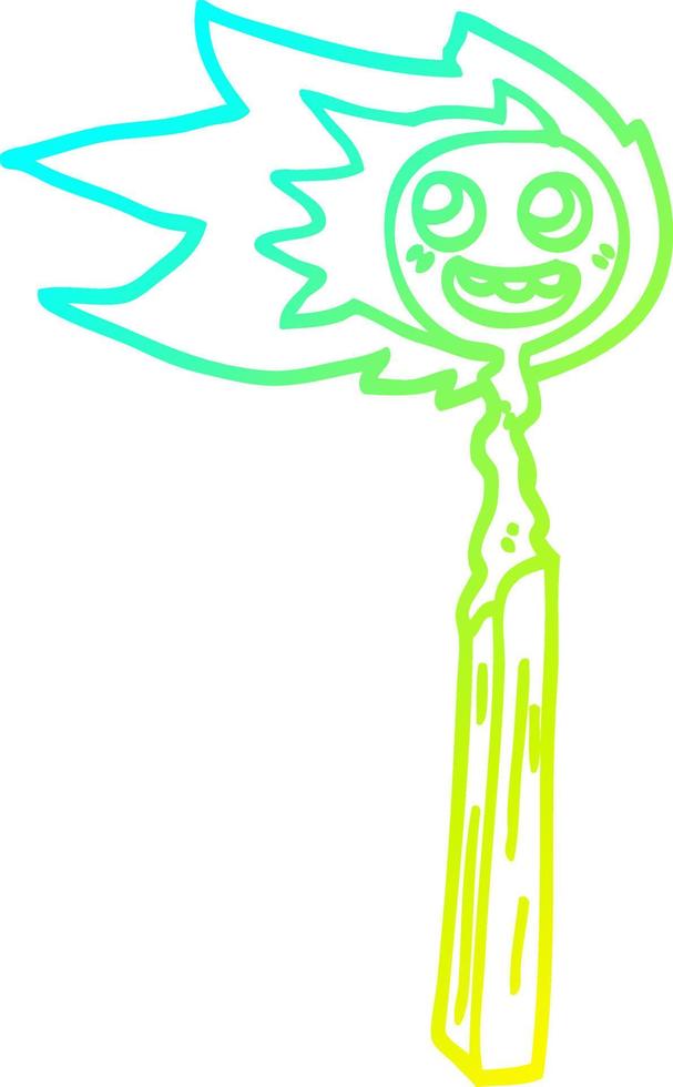 cold gradient line drawing cartoon burnt match vector