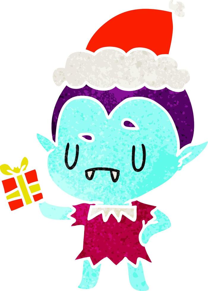 christmas retro cartoon of kawaii vampire vector