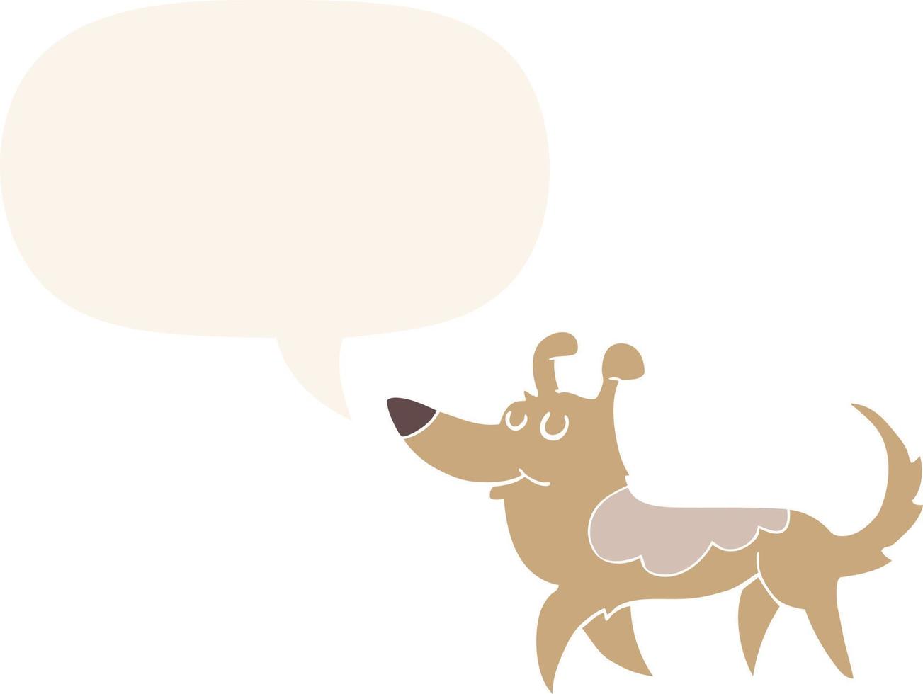 cartoon dog and speech bubble in retro style vector