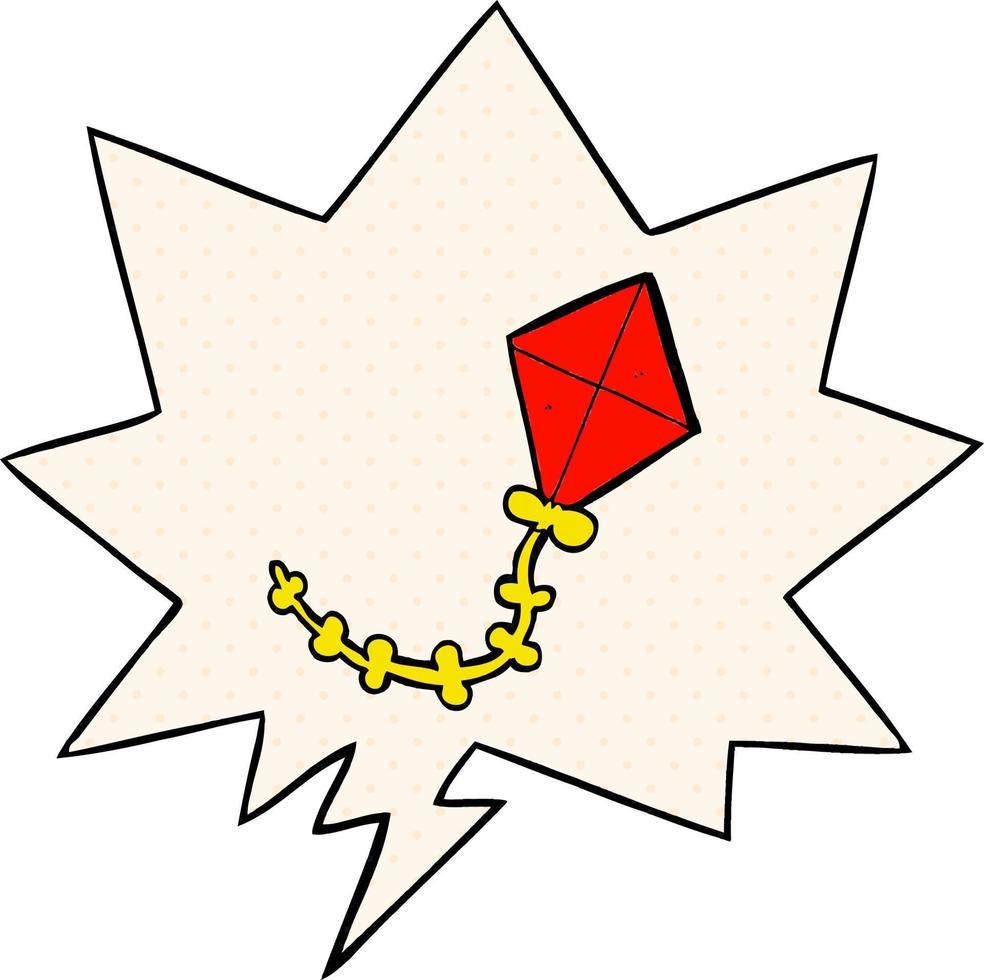 cartoon kite and speech bubble in comic book style vector