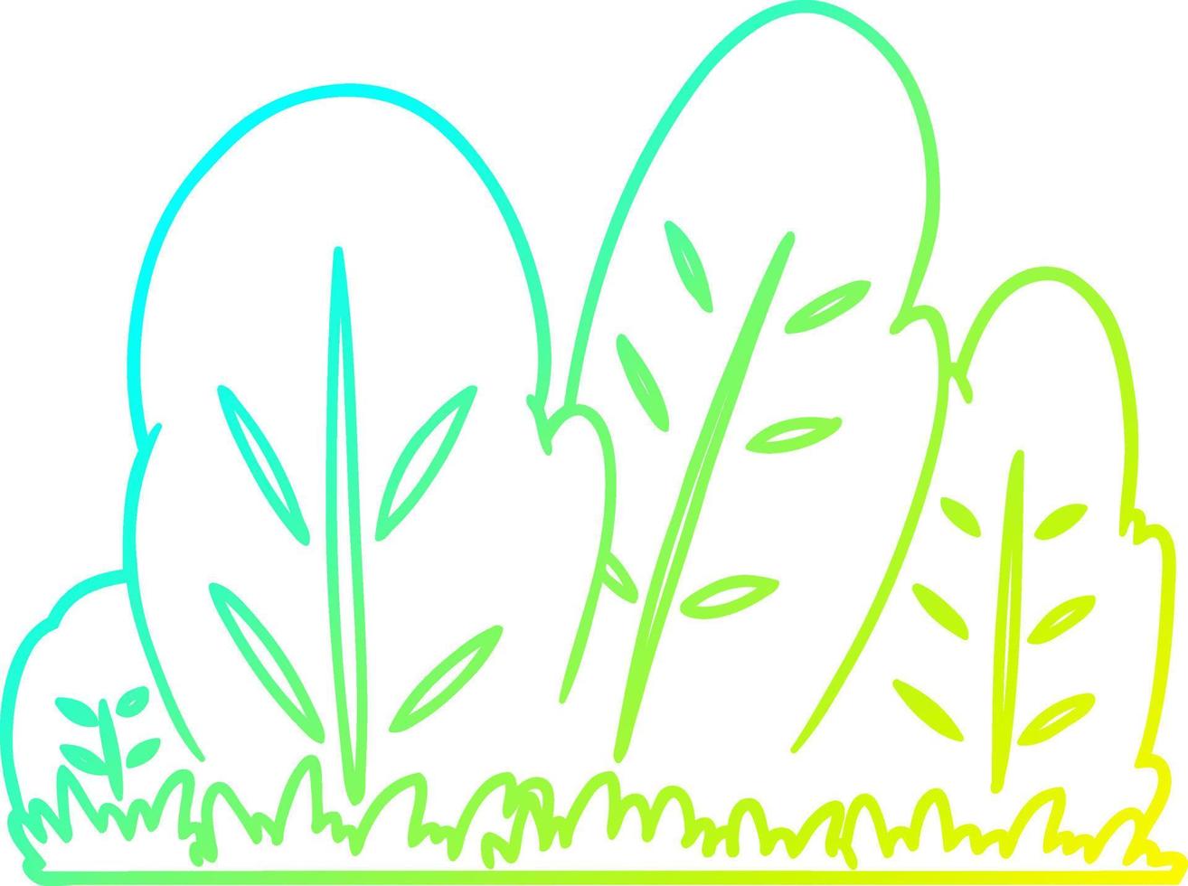 cold gradient line drawing cartoon hedge vector