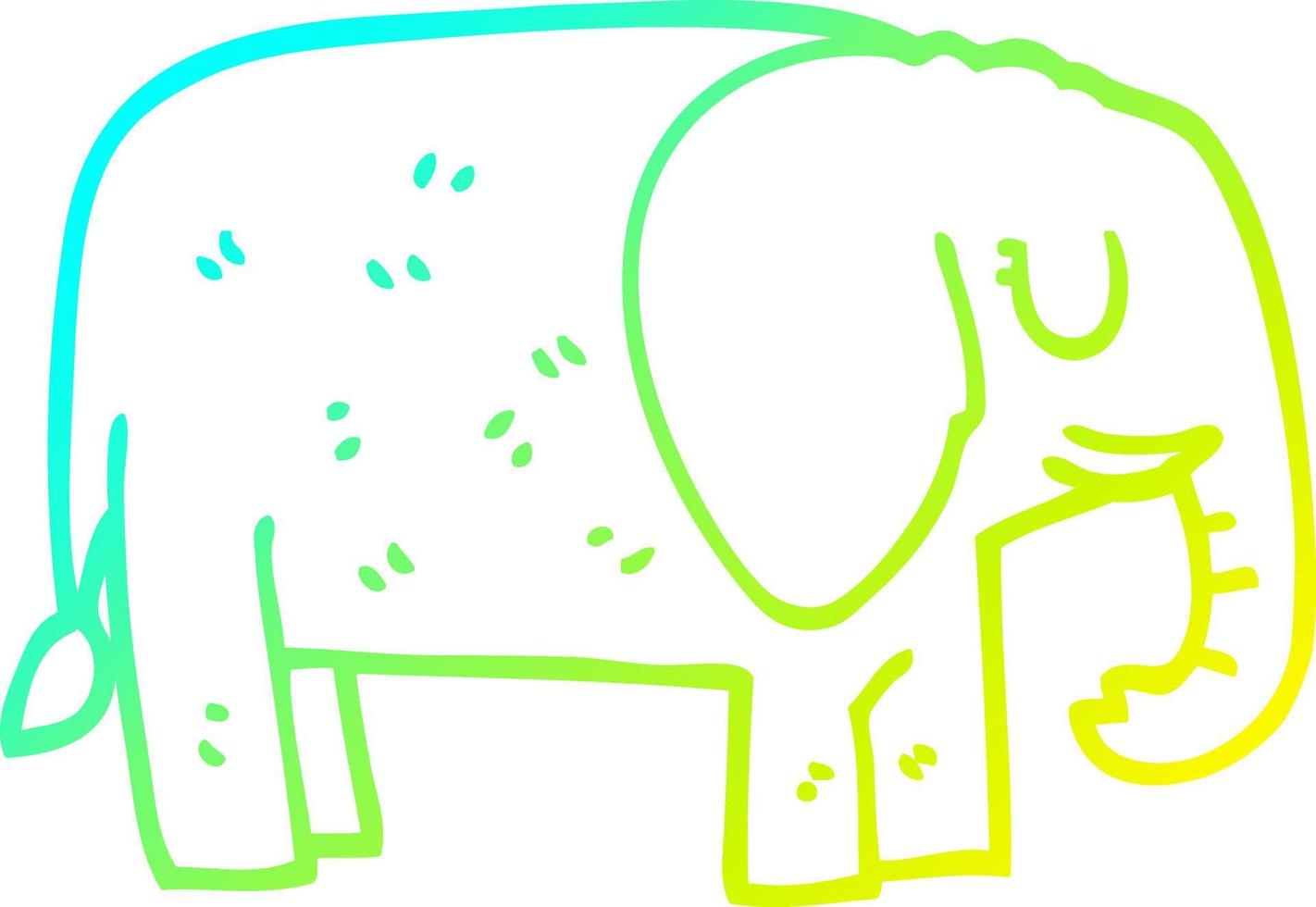 cold gradient line drawing cartoon elephant standing still vector