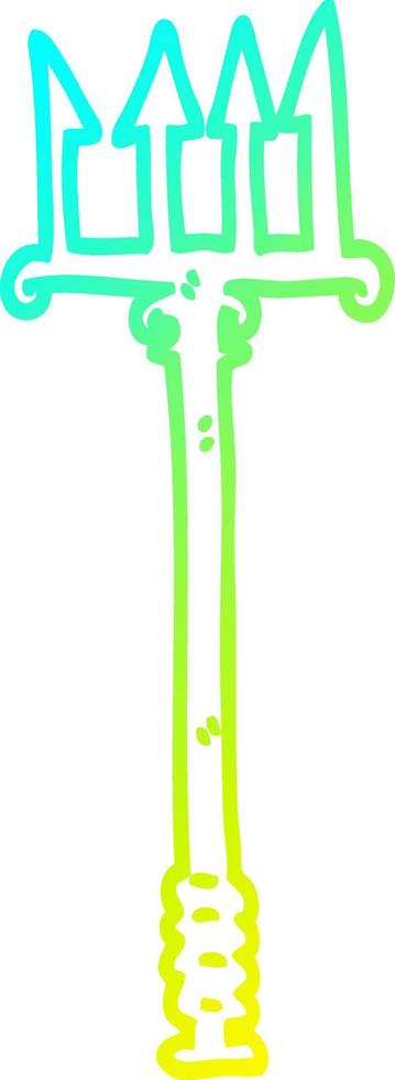 cold gradient line drawing cartoon pitchfork vector