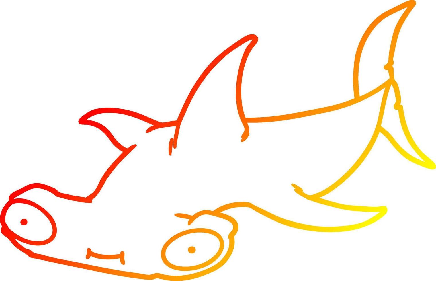 warm gradient line drawing cartoon hammerhead shark vector