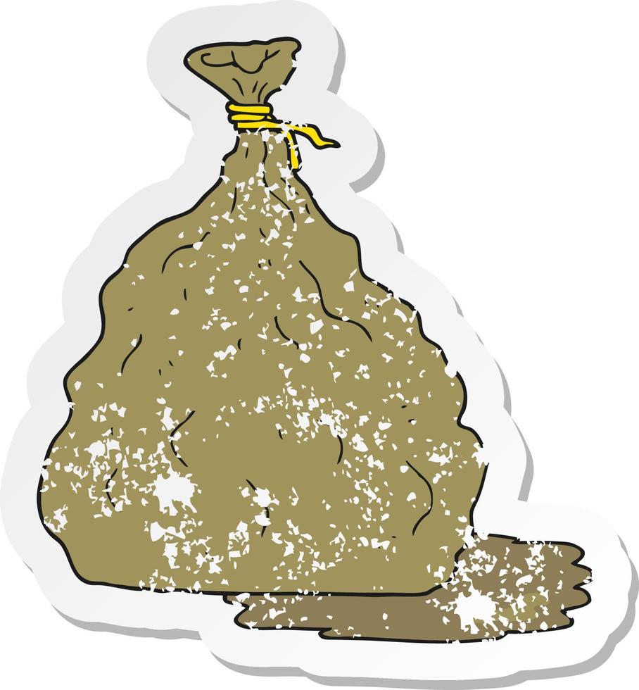 retro distressed sticker of a cartoon tied bag of rubbish vector