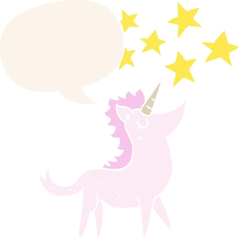cartoon unicorn and speech bubble in retro style 10670060 Vector Art at