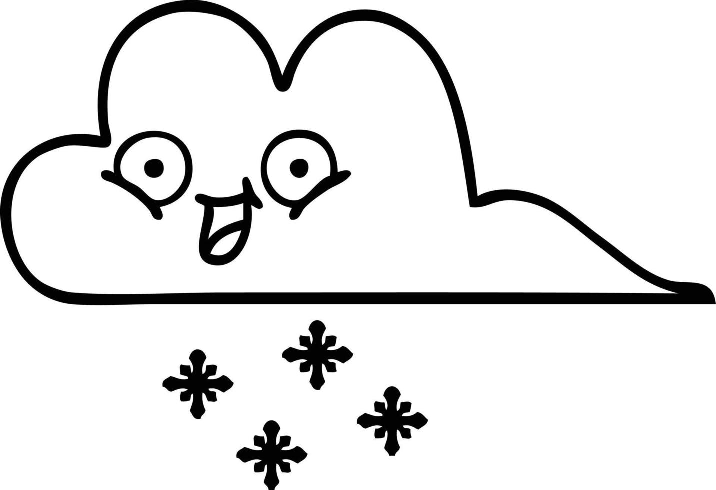 line drawing cartoon snow cloud vector