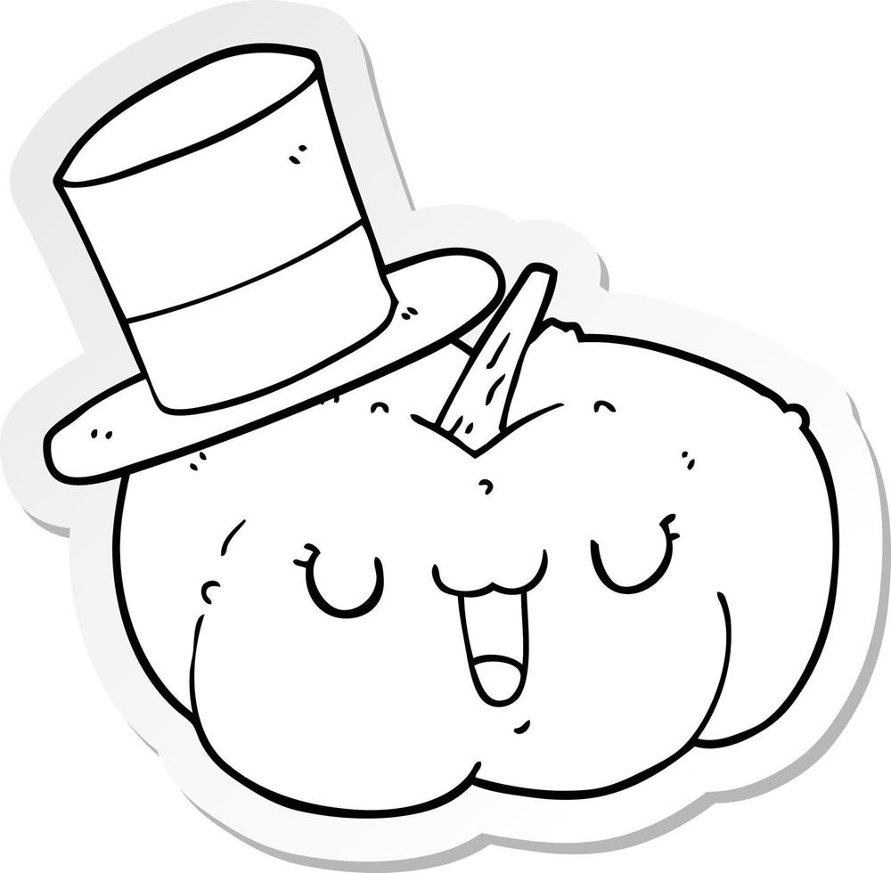 sticker of a cartoon pumpkin wearing hat vector