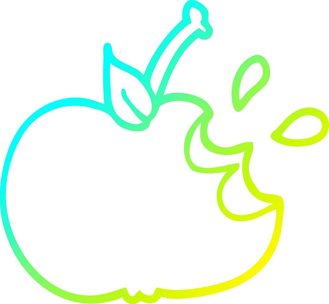 cold gradient line drawing cartoon juicy bitten apple vector