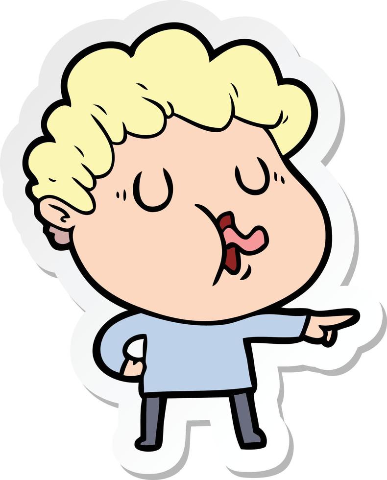 sticker of a cartoon man pulling face vector