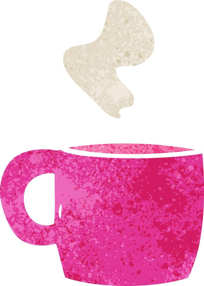 retro cartoon doodle of a steaming hot drink vector