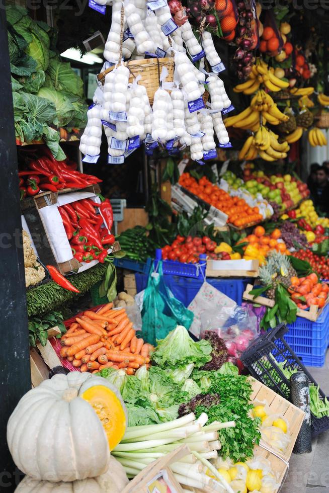 fresh fruits and vegetables at market photo