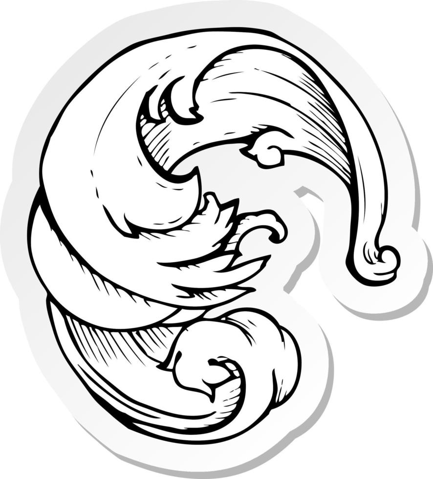 sticker of a traditional hand drawn floral swirl vector