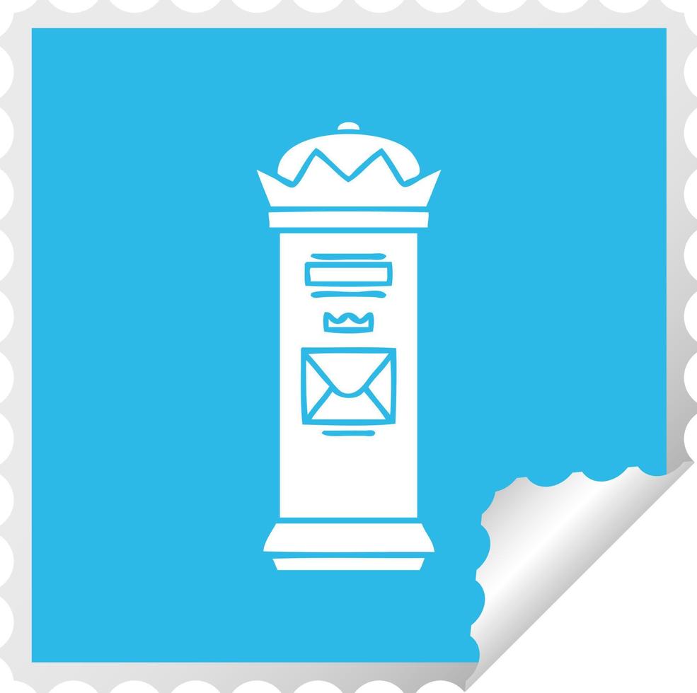 square peeling sticker cartoon british post box vector