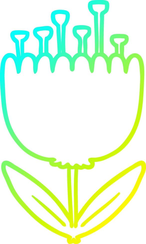 cold gradient line drawing cartoon flower vector