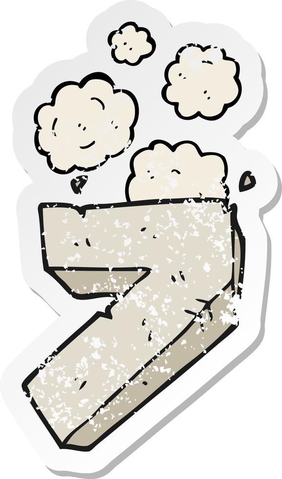 retro distressed sticker of a cartoon stone number seven vector