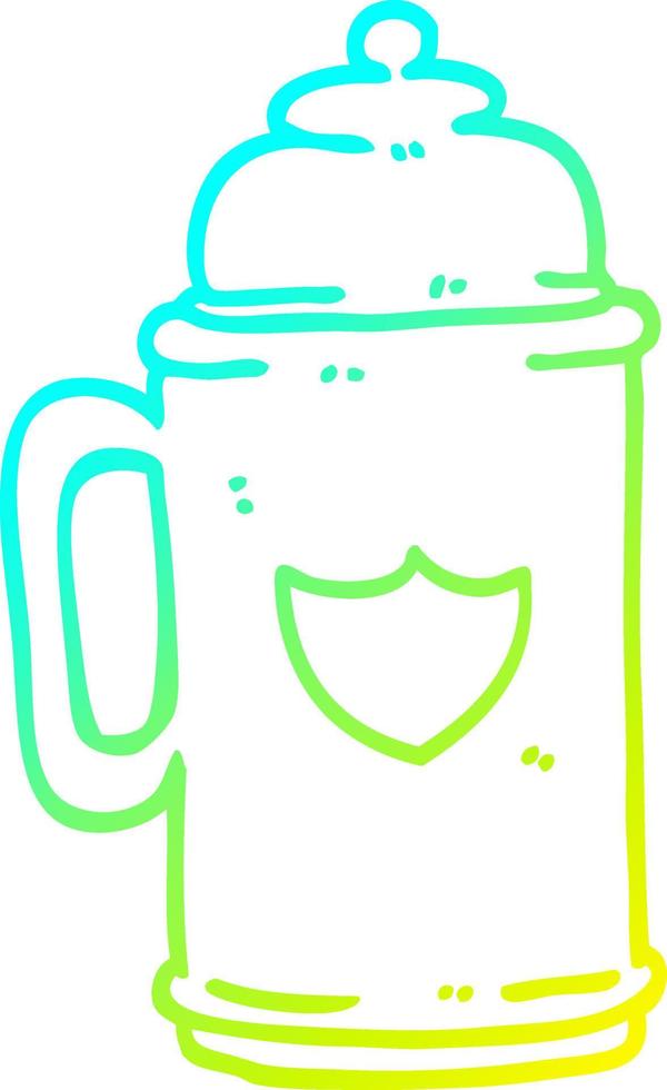 cold gradient line drawing cartoon traditional beer tankard vector