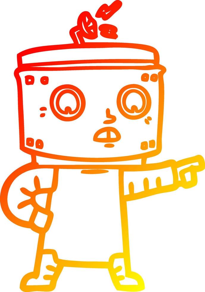 warm gradient line drawing cartoon robot pointing vector